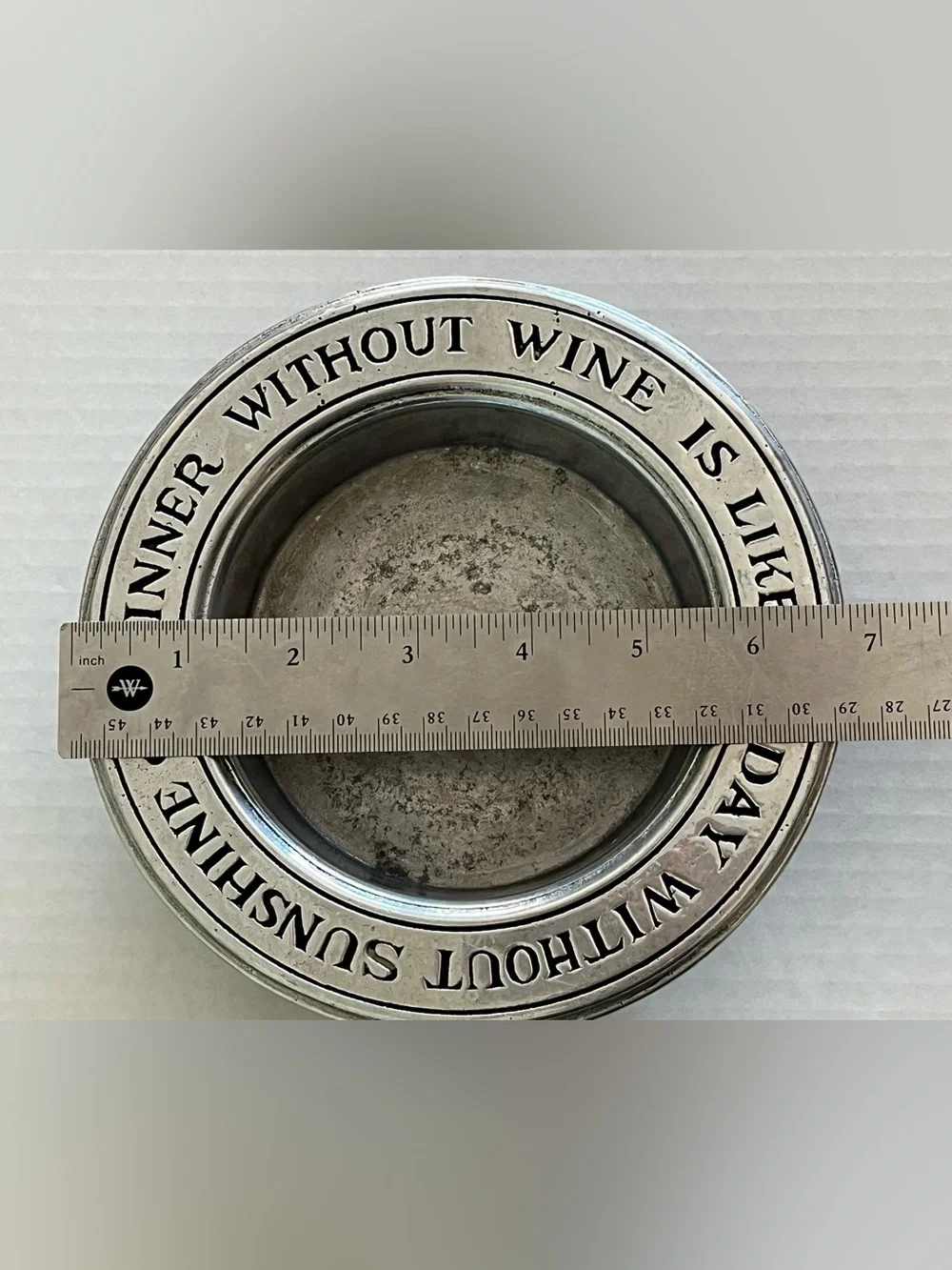Vintage Pewter Wine Coaster A Dinner Without Wine is Like A Day Without Sunshine